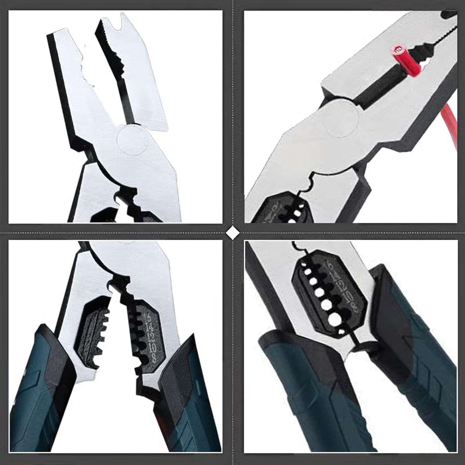 Industrial-Grade Multi-function Cutting Pliers, 9-in-1 Multi-Functional Pliers Nail Puller/Wire Cutter/Stripper/Crimper—Compound Action Leverage, Chromium Vanadium Plier Tool for DIY & Home