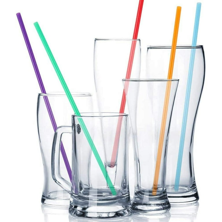 Tastes Good long drink Set of 4 Tambler glasses and 4 glass straws