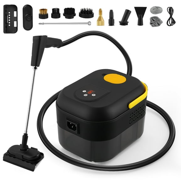 ALILYY Handheld Steam Cleaner for Home,Steamer for Cleaning,47.3oz Water Tank,Portable Steam Cleaner with 13 Accessories for Home Cleaning,Grease,Floor,Couch,Window,Car Seat,Tile,Grout,Black