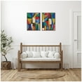 thumbnail image 2 of Kate and Laurel Abstract Deep 2 Piece Framed Canvas Wall Art Set by Rachel Lee, Sylvie Walnut Modern Contemporary, Abstract Art for Wall Decor, 2 of 8