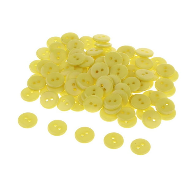 Rongfmy 100 Candy Color 2-Holes Round Resin Button For Sewing Craft Scrapbook 1cm Yellow
