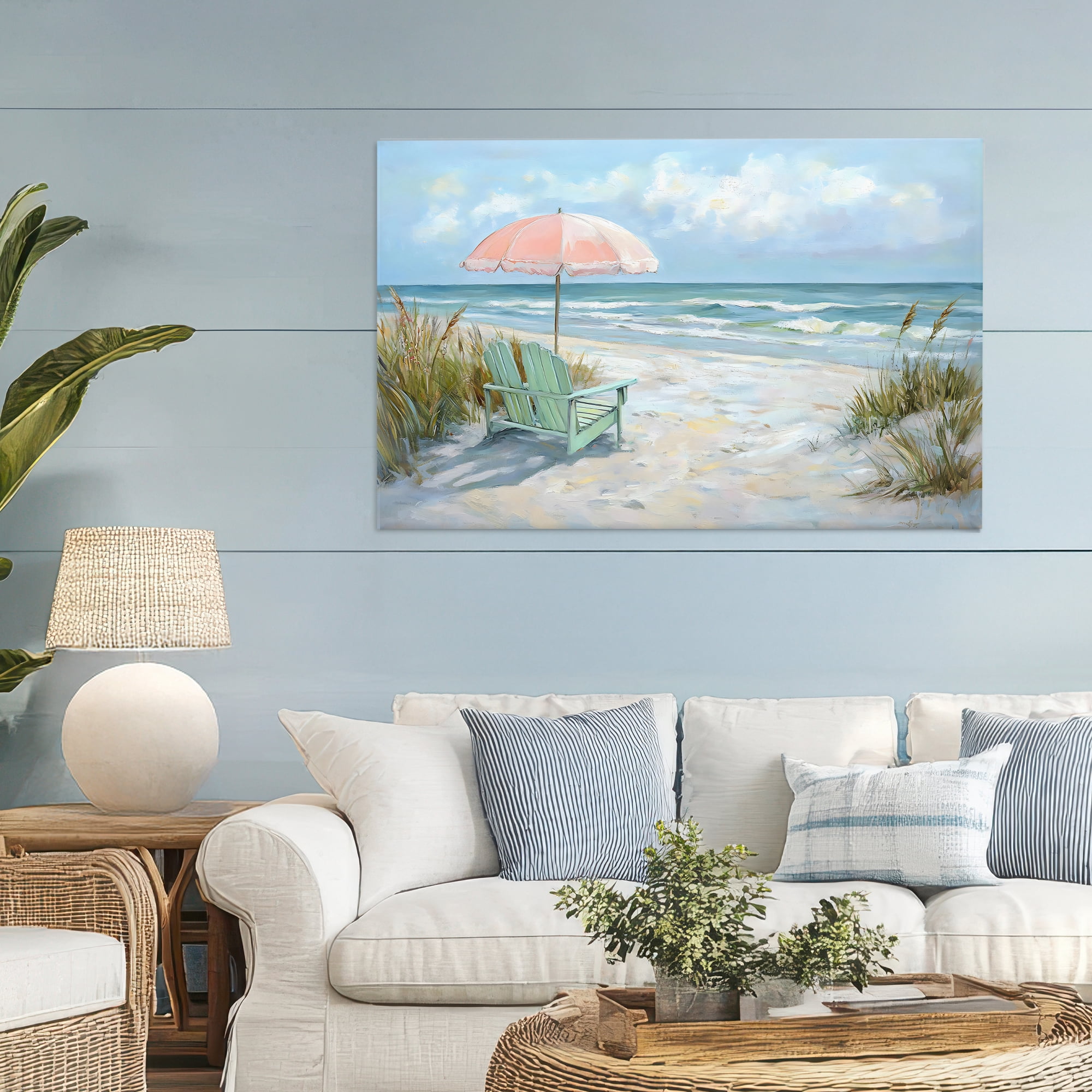 Stupell Industries Seaside Chair & Pink Umbrella Canvas Wall Art, design by Creative Studio