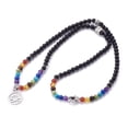 thumbnail image 3 of 3pcs Obsidian Wrap Bracelets Four Loops Stretch Chakra style with Metal Pendants 27.5 inch(20cm), 3 of 3