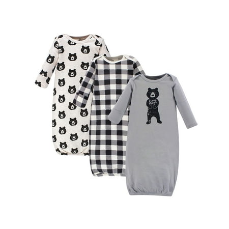 UPC: 0660168923247 | Yoga Sprout Baby Boy Cotton Long-Sleeve Gowns 3pk  Bear Hugs  0-6 Months