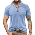 thumbnail image 2 of MQLKF Men's Shirt Button Up Turn Down Lapel Short Sleeve Assorted Colors Sports Shirt Stylish Breathable Comfortable Breathable Handsome Men's Polo Shirt, 2 of 9