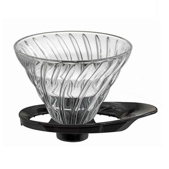 HARIO VDGR-02-B V60 Gotero de transmisión de vidrio resistente al calor 02, para 1-4 tazas, negro, fabricado en Japón