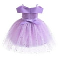 thumbnail image 2 of Little Girls Off Shoulder Tulle Dress Sparkly Sequins Formal Party Wedding Party Princess Gown 2-9T, 2 of 6