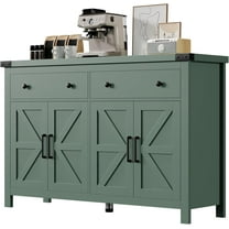 HAUXITIO Farmhouse Buffet Cabinet with 4 Doors & 2 Drawers,55 Inch Storage Sideboard with Coffee Bar Station for Dining Room & Kitchen,Green