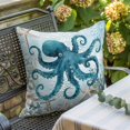 thumbnail image 5 of Ocean Octopus Starfish Anchor Throw Pillow Cover Retro Coral Flower Blue Theme Cotton Linen Cushion Cover Throw Pillow Case with Invisible Zipper for Couch Sofa Bed Chair Car 18x18 Inch, 5 of 9