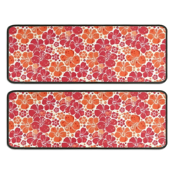 Kitchen Rugs Sets Of 2,Pioneer Flower Floral Print Pattern Anti Fatigue Kitchen Mat Rugs Non Slip Washable,Decorative Kitchen Floor Mats for Kitchen,Sink,Laundry,17"x47" 17"x47"
