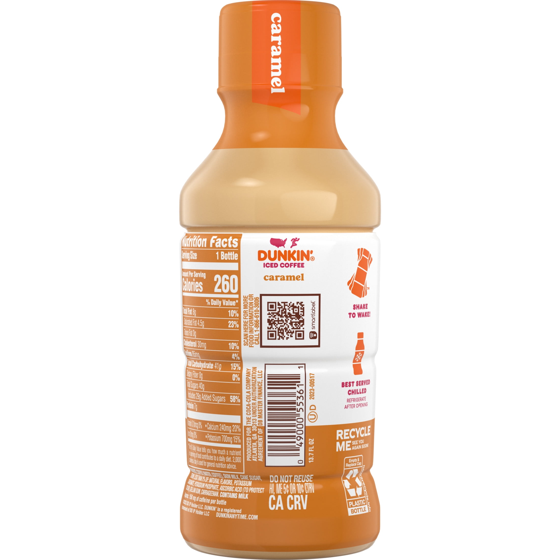 (4 pack) Dunkin' Caramel Iced Coffee, 13.7 fl oz Bottle