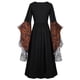 thumbnail image 3 of ICHUANYI Clearance Women's Large Size Sleeve Lace Patchwork Fashion Long Sleeve Bandage Retro Long Dress(Orange, L) Ichaunyi WER2023080915602, 3 of 4