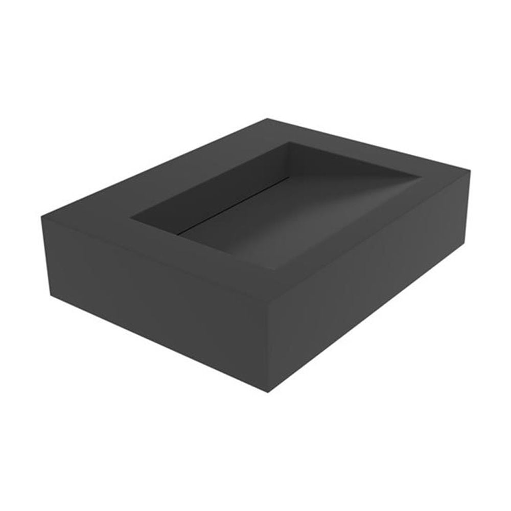 Castello USA Inc Pyramid 24" Solid Surface Bathroom Sink in Black No Faucet Hole