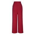 thumbnail image 5 of High Waisted Pants for Women Button Lace up Straight Wide Leg Pants Casual Comfy Summer Lounge Trousers Red, 5 of 6