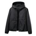thumbnail image 5 of Zip Up Rain Jacket Women Lightweight Waterproof Hooded Jacket Casual Windbreaker Outdoor Raincoat, L, 5 of 6