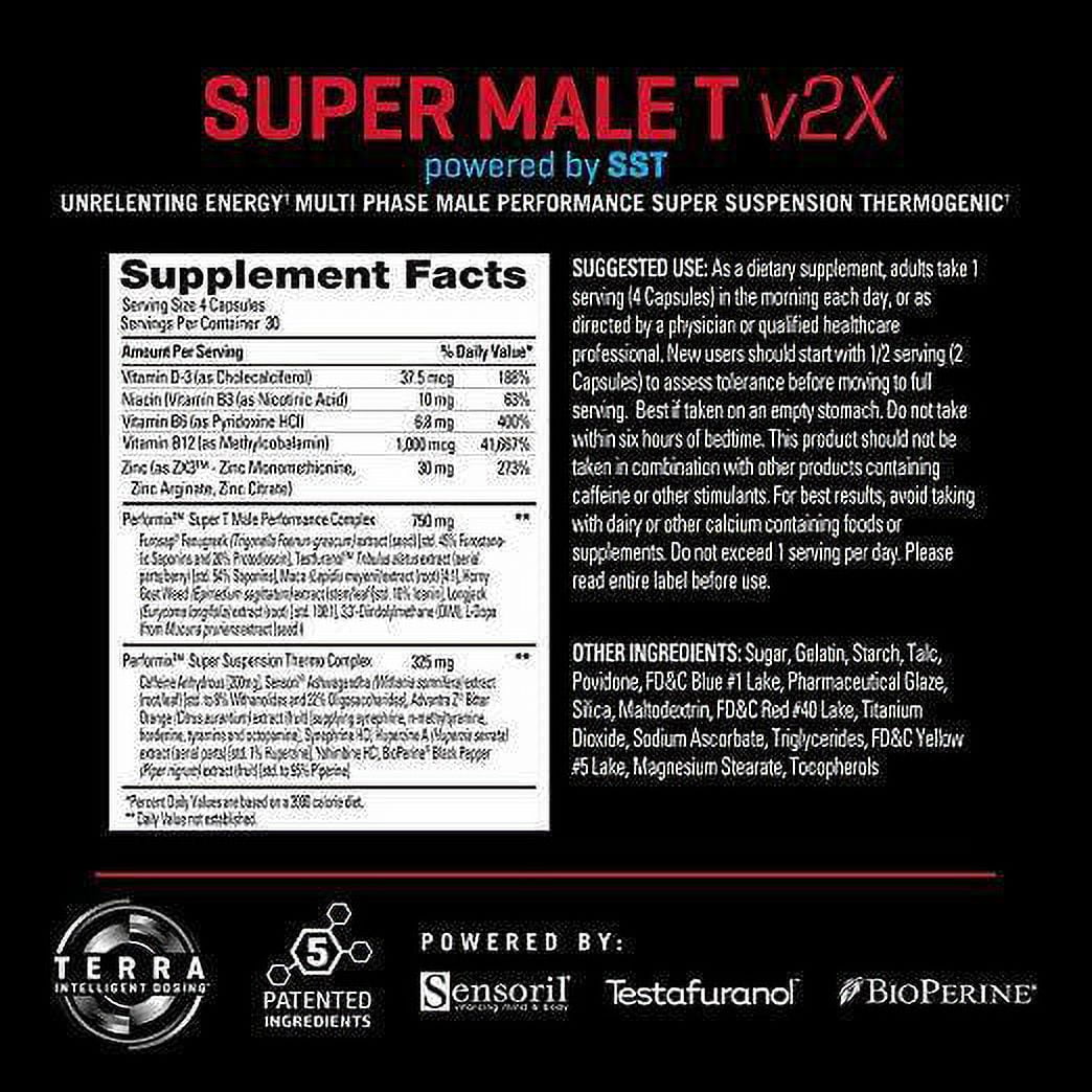 PERFORMIX SUPER MALE T V2X 120 Caps - Performance, Strength, Lean Muscle, SST Technology