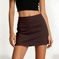 thumbnail image 2 of FAWUUDO Women's A-Line Skirt Cotton High Waist Solid Color Midi Skirts Elastic Waist Casual for Office Work Everyday Coffee, 2 of 6