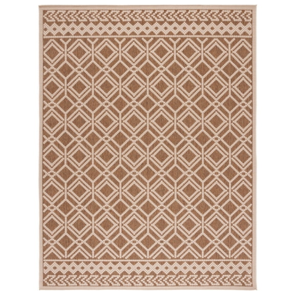 SAFAVIEH Martha Stewart Geometric Indoor/Outdoor Area Rug, Camel/Beige, 8' x 10'