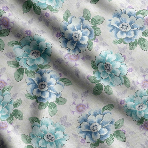 Soimoi Floral Printed, Poly Canvas Fabric Decor Sewing Fabric By The Yard- 56 Inch WideDecorative Fabric For Curtains Tote bags-Blue