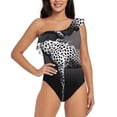 thumbnail image 4 of Daiia Monochrome Leopard Horse Women's One Piece Swimsuits Personalized One Shoulder Swimwear Asymmetric Ruffle Bathing Suits-XX-Large, 4 of 8