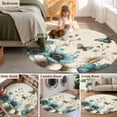 thumbnail image 5 of Round Area Rug 8 Ft, Teal Tulip Butterfly Washable Non-Slip Circle Carpet for Living Room/Bedroom, Turquoise Floral Farmhouse Beige Collection Low-Profile Large Area Rugs for Indoor, 5 of 8