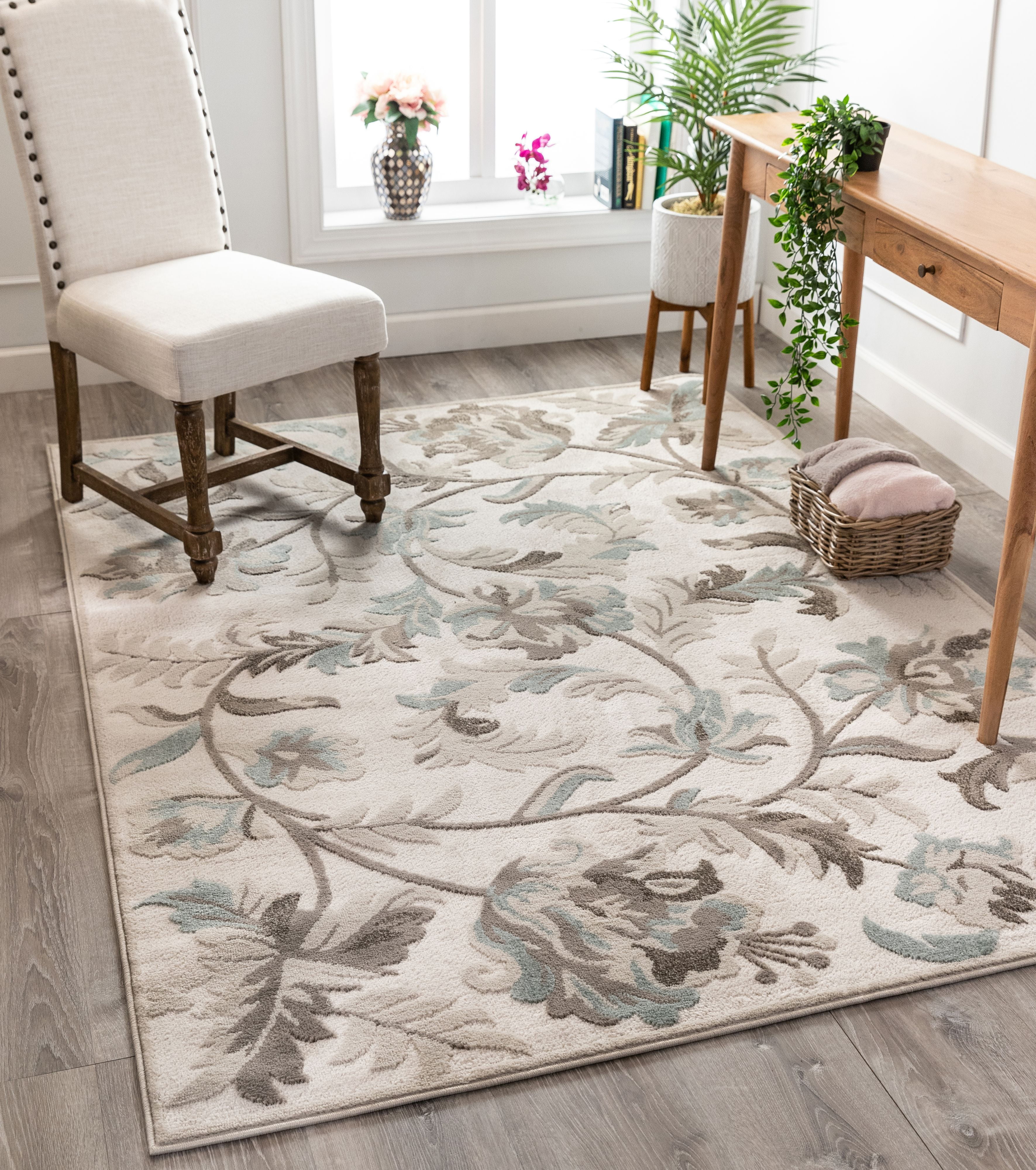 Well Woven Lilla Cream / Beige Floral Paisley Pattern Area Rug
