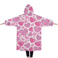 thumbnail image 2 of Oversized Wearable Blanket Hoodie,Pink Breast Cancer and Love Sherpa Blanket Hoodie with Super Pockets,Super Warm Fuzzy Pullover for Women & Men, 2 of 6