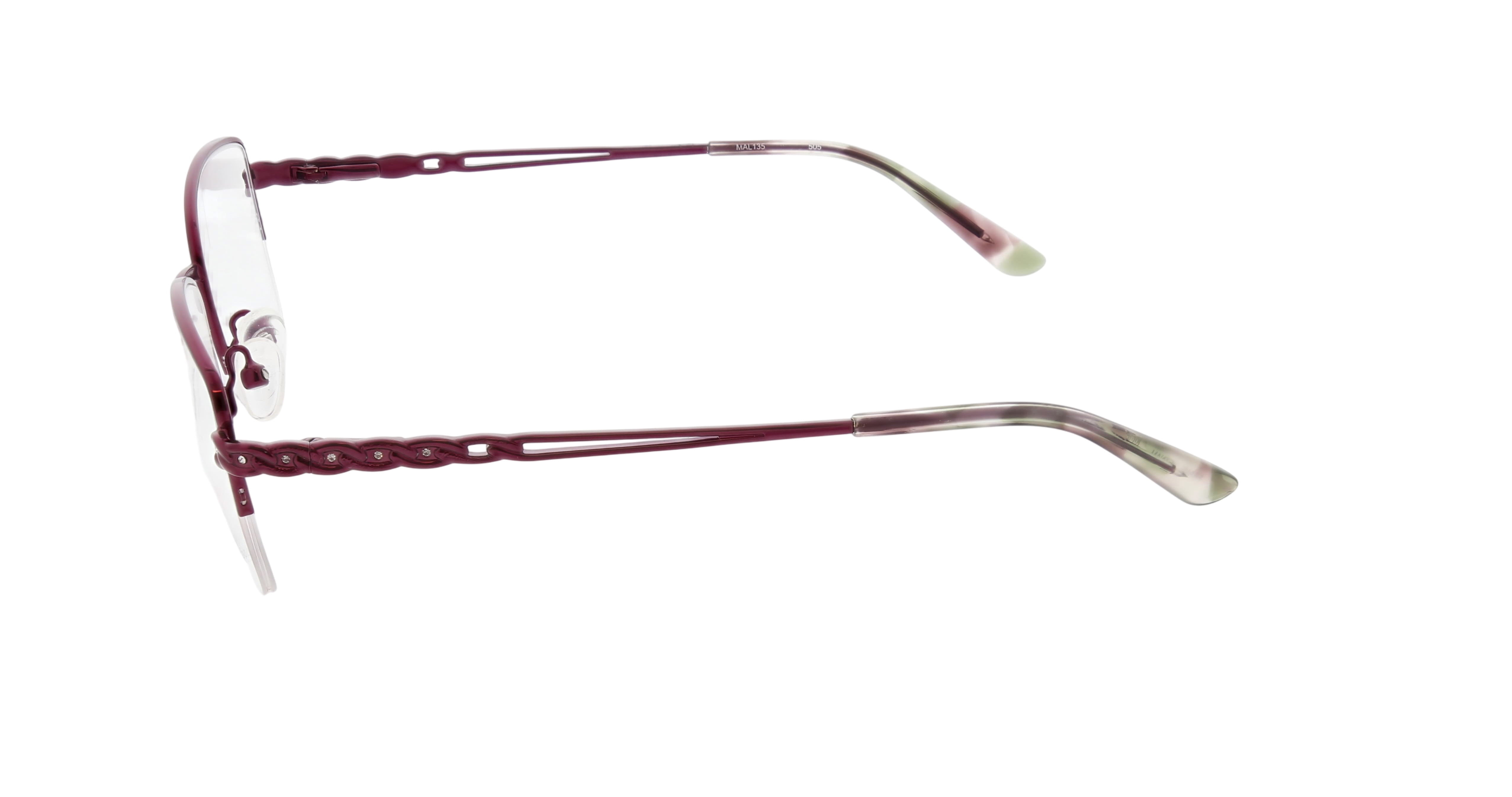 Madison Avenue Women's Shiny Plum Semi-Rimless Rectangle Eyeglasses