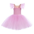 thumbnail image 3 of IBTOM CASTLE Toddler Girls Ballet Leotards Glitter Tulle Skirt Ruffle Sleeve Tutu Dresses with Hair Clip Dancewear Outfit 9-10 Years Pink, 3 of 8