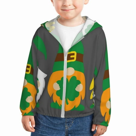 

Vsdgher Spring St Patrick’S Day Irish Gnomes Kids Sun Protection Hoodie with Zip Rash Guard Tops Children s Long Sleeve Sun Protection Clothing - 4 Years