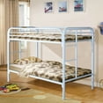 Home Source White Metal Twin Bunk Bed with Attached Ladders