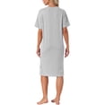 thumbnail image 3 of INSPIRE CHIC Women's Casual Summer Pajama Dress Loose Fit Nightshirts Short Sleeve Sleepwear Split Midi Nightgowns M Gray, 3 of 6
