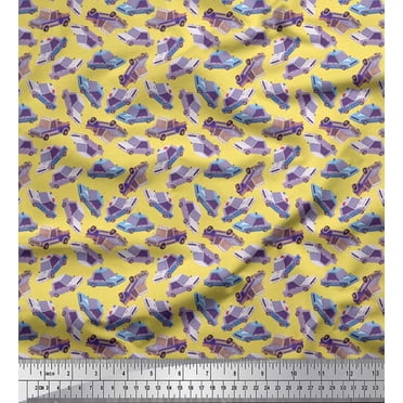 Transport Pattern Print Soimoi Transport Pattern Viscose Georgette Fabric - Pale Orange 42" Wide Printed Fabric By Yard Printed Transport Pattern Fabric