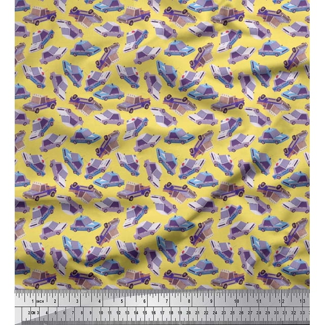 Soimoi Poly Georgette Fabric Car Transport Decor Fabric Printed Yard 52 Inch Wide