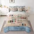 thumbnail image 2 of Homewish Teens Rustic Farmhouse Bedding Comforter Set 7 Pieces, Wheat Blue Lake House Full Bedding Set, Wooden Boat Paddle Reversible Fitted Sheet Flat Sheet, Luxury Bedroom Decor, 2 of 7