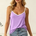 thumbnail image 5 of jobturf Womens Plus Size Pajama Tops V Neck Spaghetti Strap Tank Top Casual Loose Fit Sleep Shirts Soft Color&nbsp;Block Camisole L-6XL, 5 of 7