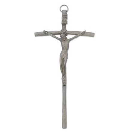 McVan 111-01 8 in. Silver Metal Italian Papal Crucifix