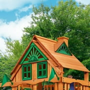 Gorilla Playsets Mountaineer Treehouse Wooden Swing Set with Tube Slide, Rope Ladder, and Sandbox