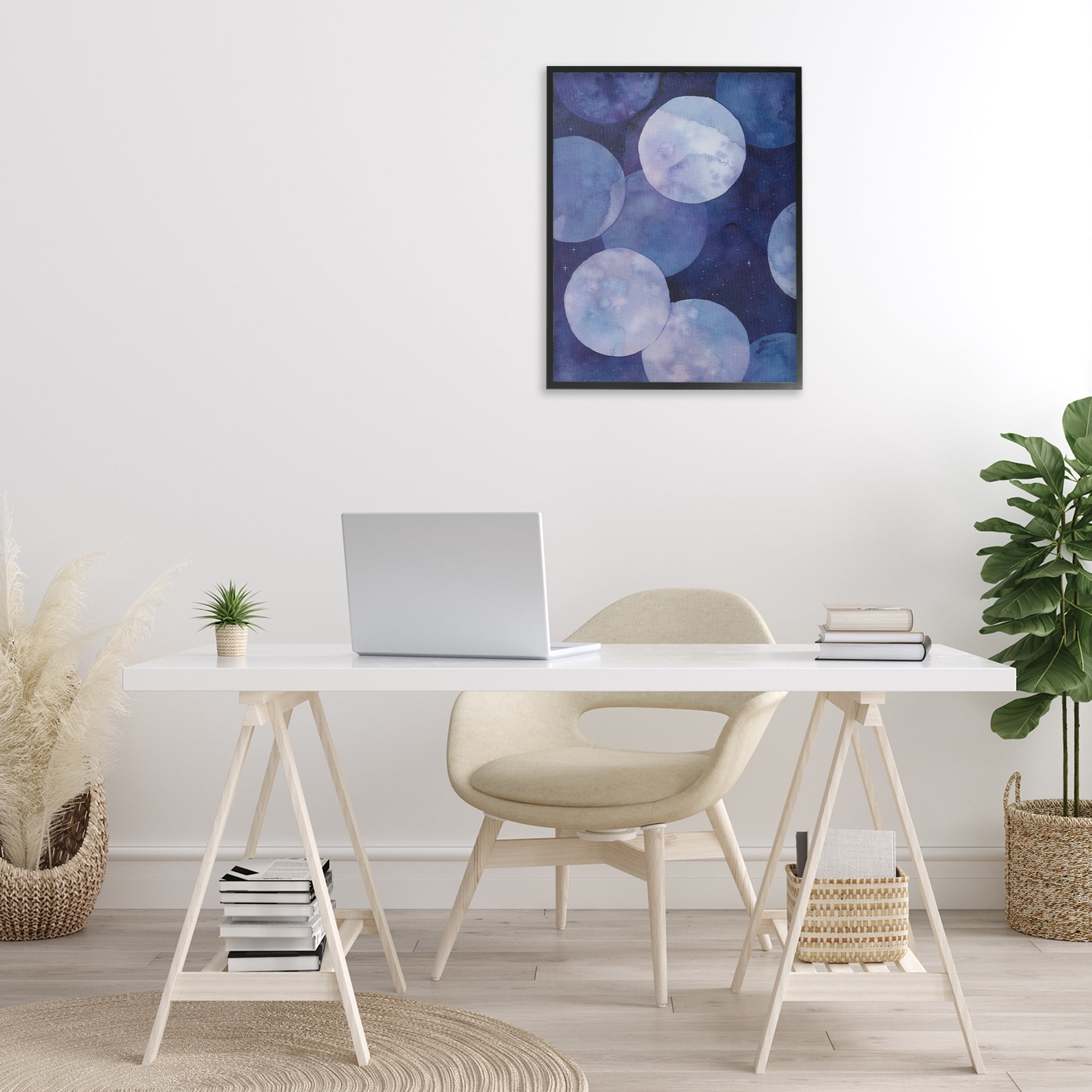 Stupell Industries Layered Circles in Space Abstract Painting Black Framed Art Print Wall Art, 24 x 30