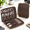 Dark Brown, variant on Dark Brown Full Grain Leather Electronics Travel Carrying Case with YKK Zippers