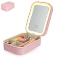 thumbnail image 6 of Toyandona Makeup Box with Mirror Pink Foldable Vanity Lighted Mirror for Travel and Storage, 6 of 8