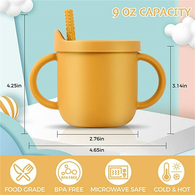 Baby Straw Cups 6 Months+ Baby Silicone Straw Drinking No Spill