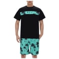 thumbnail image 1 of Men's Suits Casual Hawaii Set with Coconut Tree Print Shirt and Drawstring Waist Shorts for Everyday Wear and Travel, 1 of 8