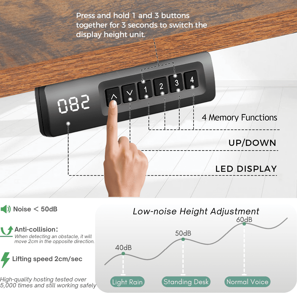 Legooin 63"W x 24"D Ergonomic Stand-up Table Height Adjustable Standing Desk with on Wheels Wooden Desktop Office Desk for Multi Monitors, Brown