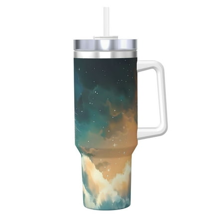 

Daiia Starry Sky Cloud Cute Rabbit Printed 40 oz Tumbler with Handle Ice Bully Insulated Tumbler 2 in 1 Lid Insulated Water Bottle Stainless Steel Travel Coffee Mug