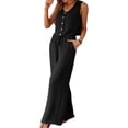 thumbnail image 2 of Conjunto de Dos Piezas para Mujer, 2025, Sin Mangas, con Botones, Informal, con Bolsillo y Pantalones Anchos. Negro M, 2 of 7