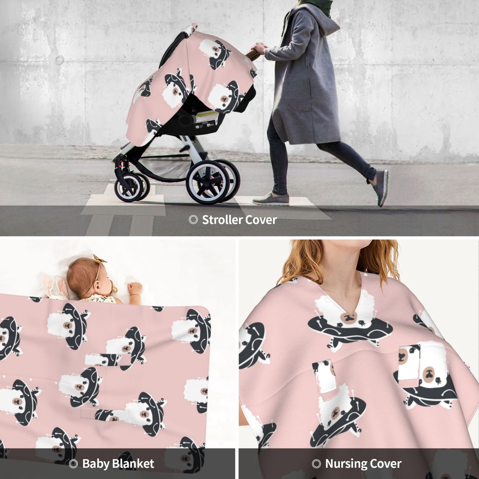 Car Seat Cover Baby - Funny cute lami llama hat Breathable Infant Car Seat Cover for Baby Carseat, Lightweight Comfort Baby Essentials Must Haves Newborn Stuff for Girl Boy