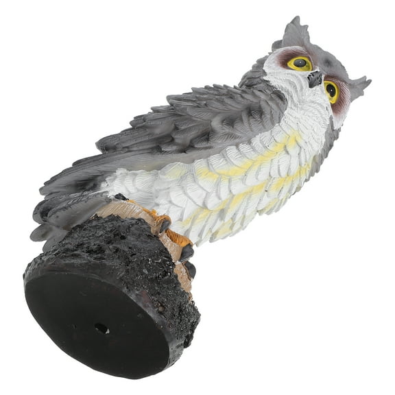 FRCOLOR  Owl Ornament Little Decoration Outdoor Statue Figurine Grey