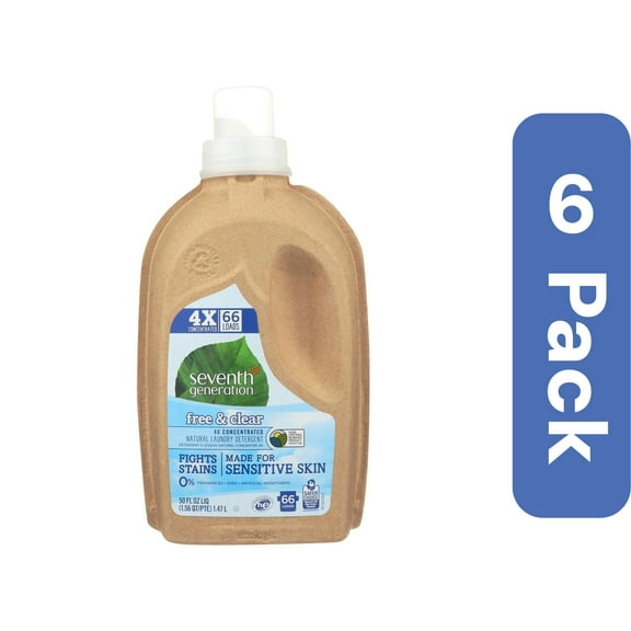Seventh Generation Laundry Liquid Free & Clear 4X 50 Ounce (Pack Of 6)