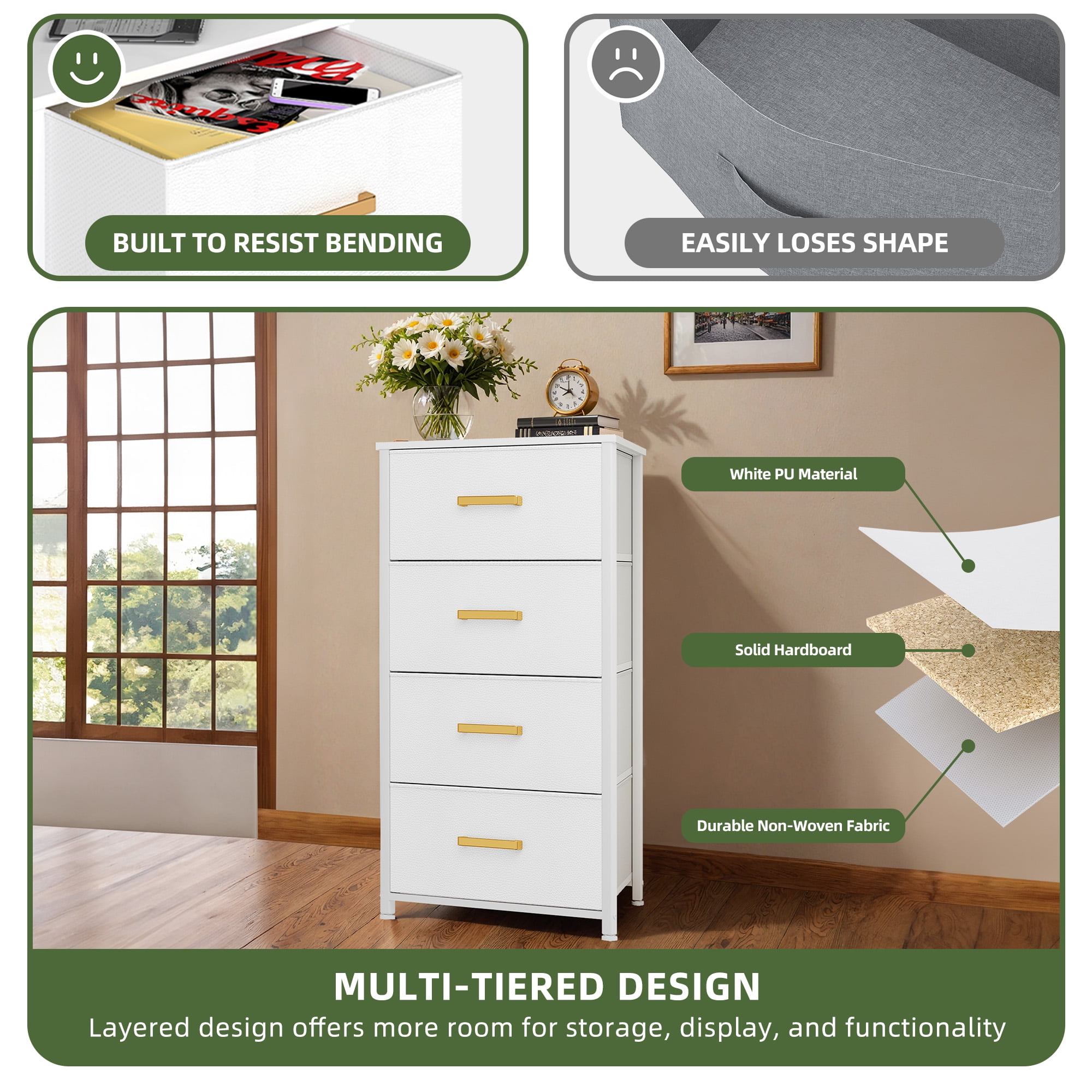 Uforic 4 Drawers Fabric Storage Dresser for , Living Room, Hallway, Closets for Adult
